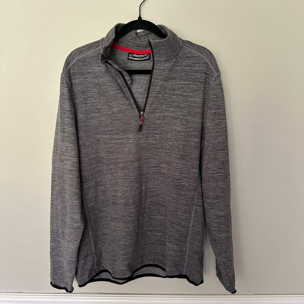 Avalanche Men's Quarter 1/4 Zip Pullover FLEECE Stretch GRAY MEDIUM Hiking Layer